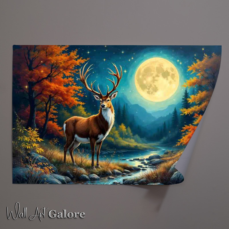 Buy Unframed Poster : (Stag in the mountan forest)