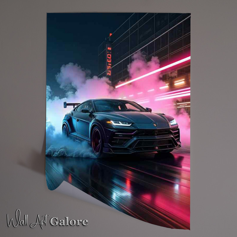 Buy Unframed Poster : (Lambourghini urus on the track in motion)
