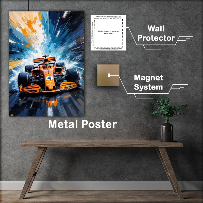 Buy Metal Poster : (Lando norris and mclaren abstract style)