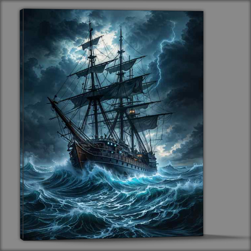 Buy Canvas : (Old saling war ship at sea)