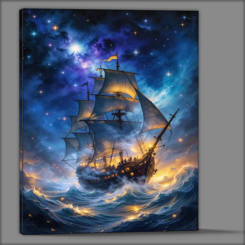 Buy Canvas : (Sail ship full sail at night)