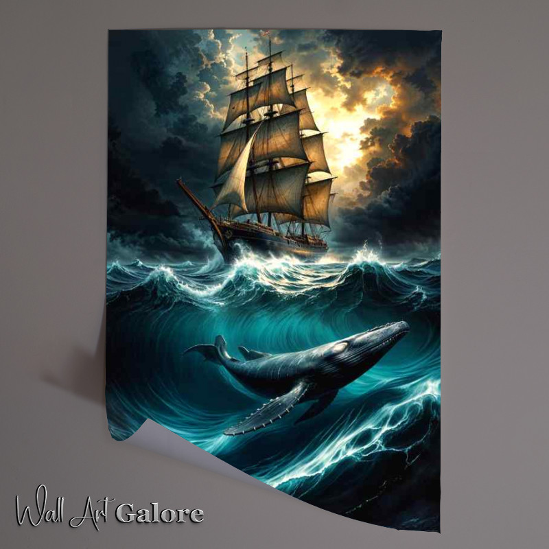 Buy Unframed Poster : (The whale and the sail ship)