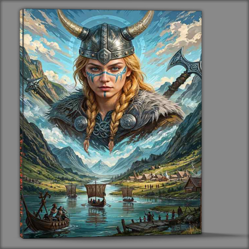 Buy Canvas : (Viking ship and warrior)