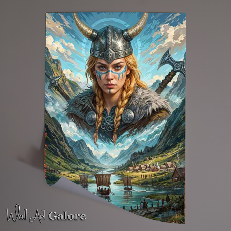Buy Unframed Poster : (Viking ship and warrior)