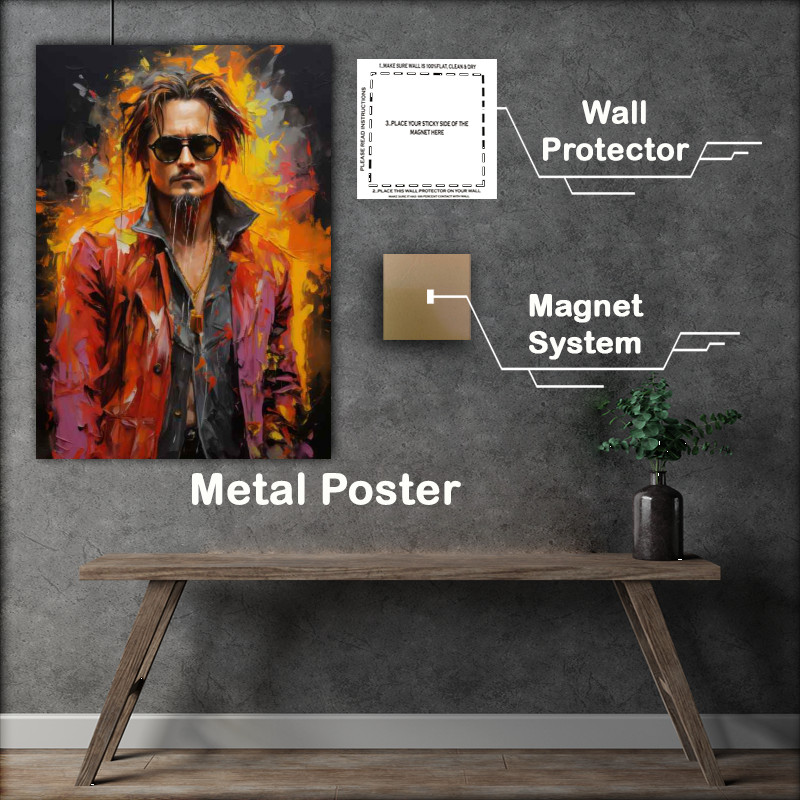 Buy Metal Poster : (Pallet knife painting of Johnny Depp very colourful)