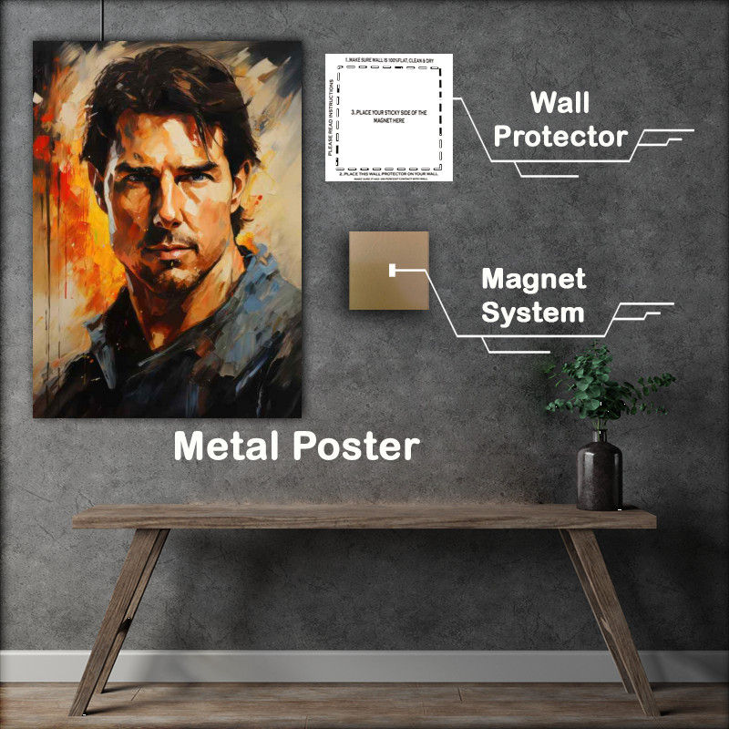 Buy Metal Poster : (Pallet knife painting of Tom Cruise top gun style)