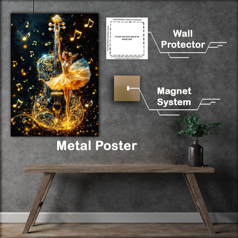 Buy Metal Poster : (Ballet dancer and musical notes)