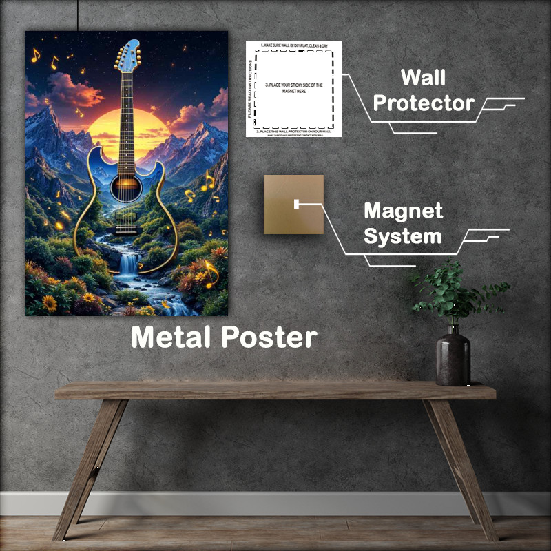 Buy Metal Poster : (Guitar on the water)