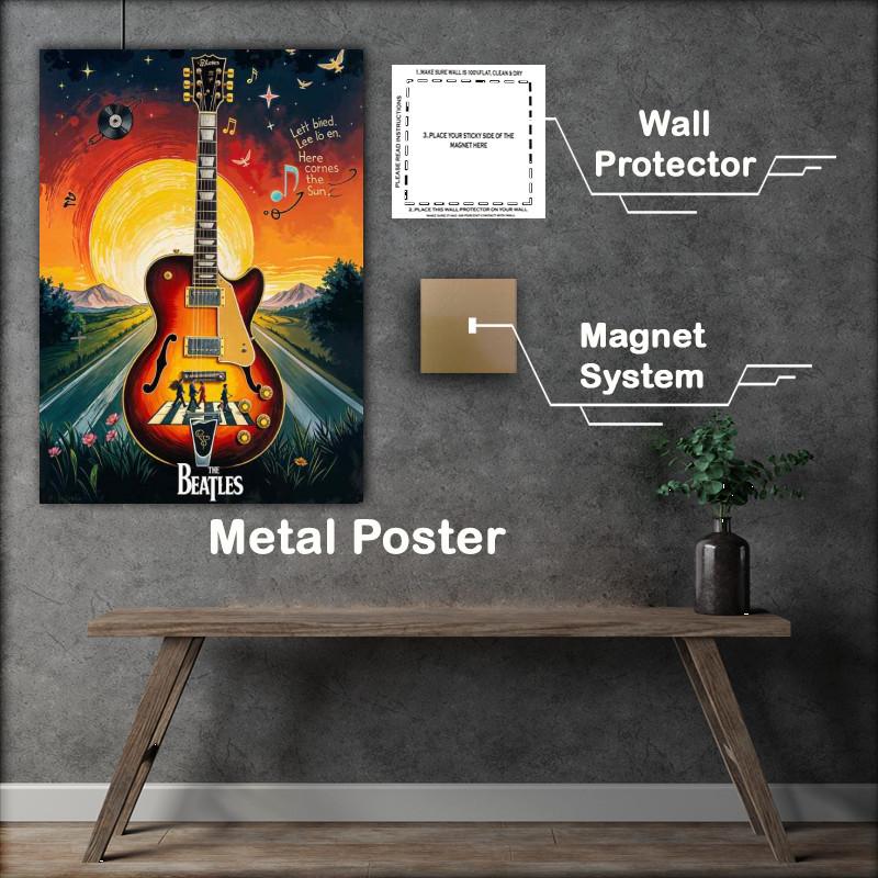 Buy Metal Poster : (Music the beatles on abby road)