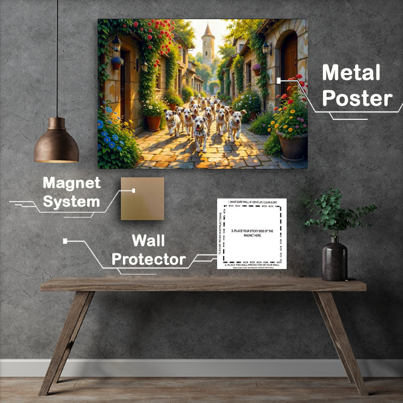 Buy Metal Poster : (Dalmations running in the streets)