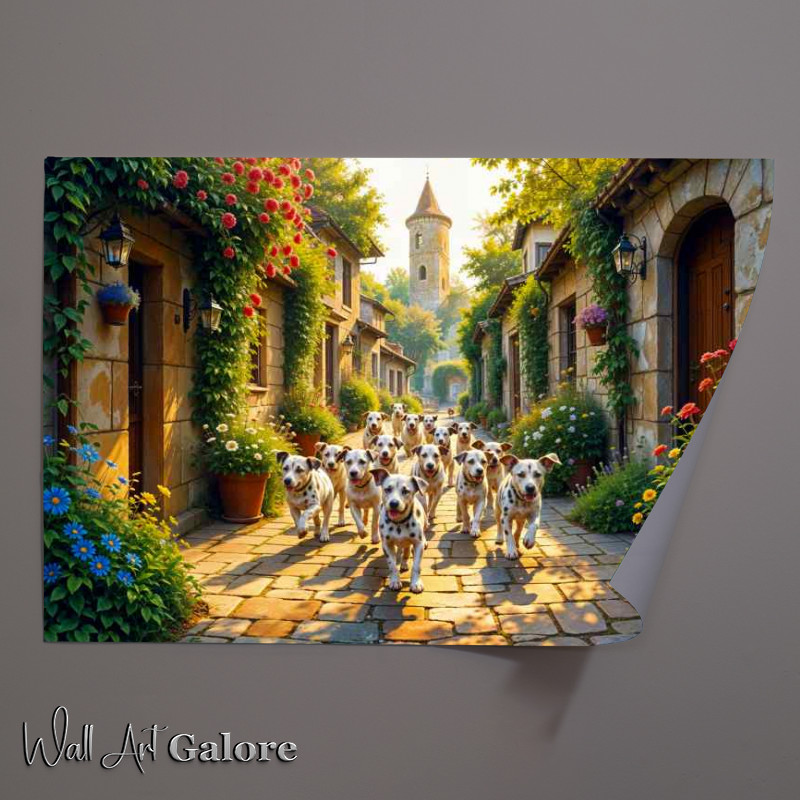 Buy Unframed Poster : (Dalmations running in the streets)