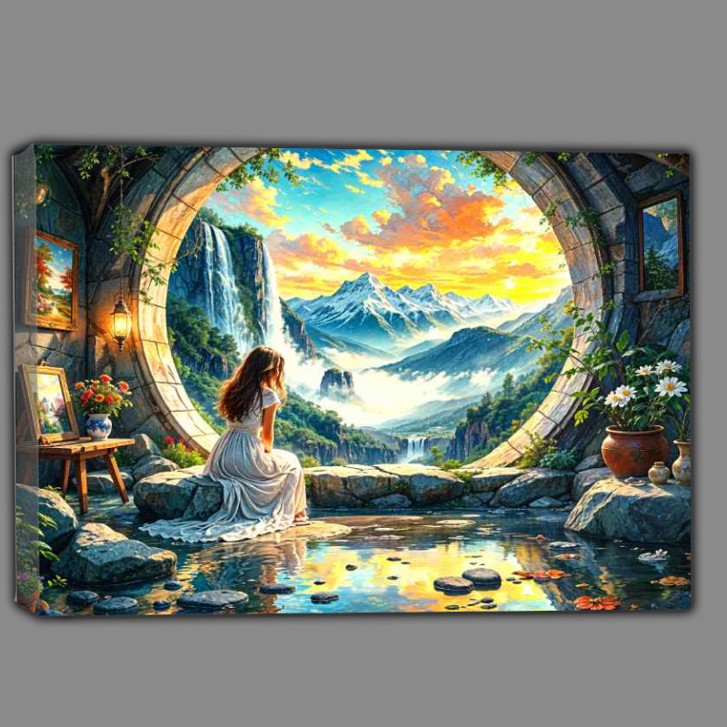Buy Canvas : (Girl looking through the window of life)
