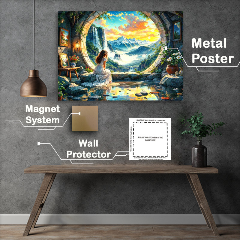 Buy Metal Poster : (Girl looking through the window of life)