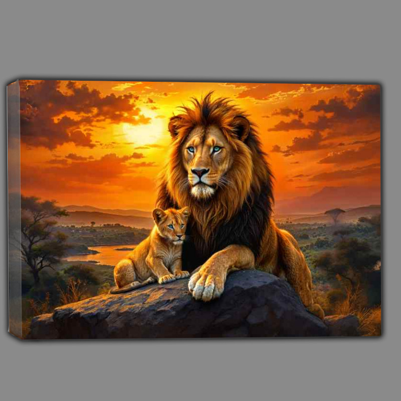Buy Canvas : (King of the lion and his cub)