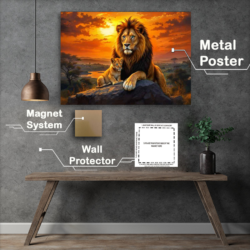 Buy Metal Poster : (King of the lion and his cub)