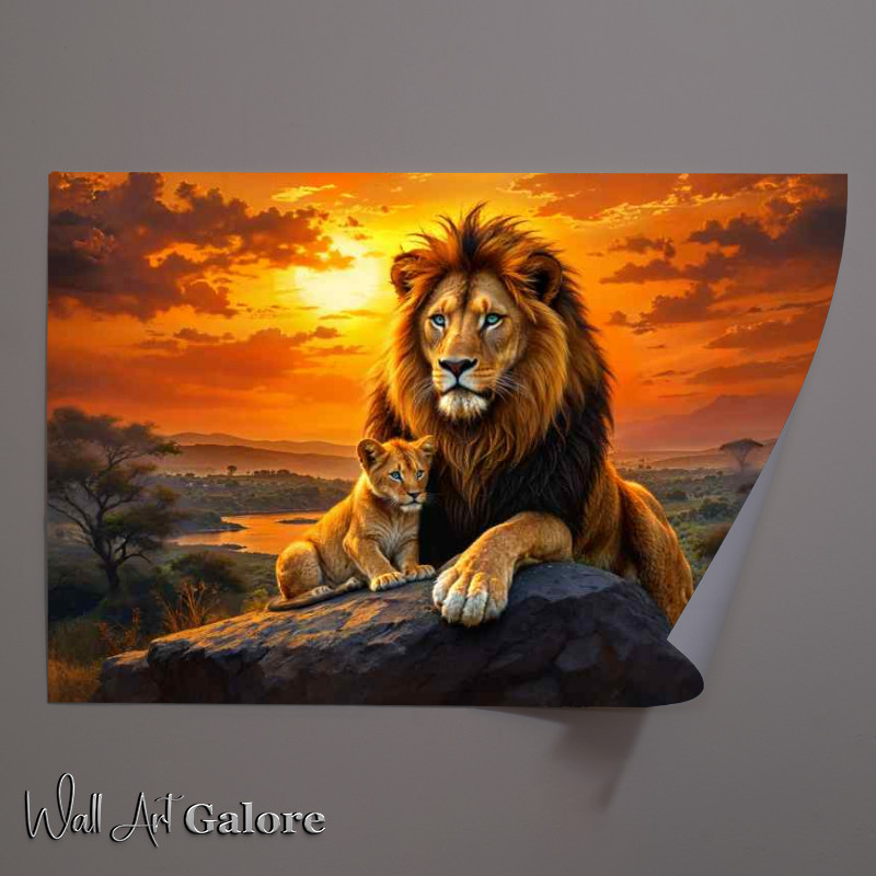 Buy Unframed Poster : (King of the lion and his cub)