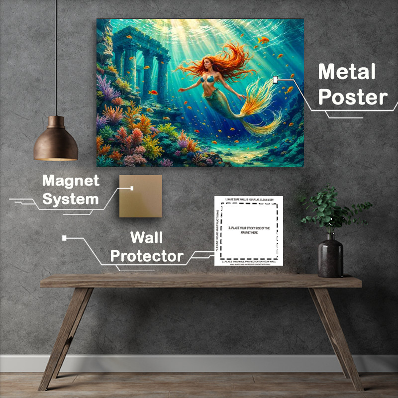 Buy Metal Poster : (Mairmaid in the bule waters)