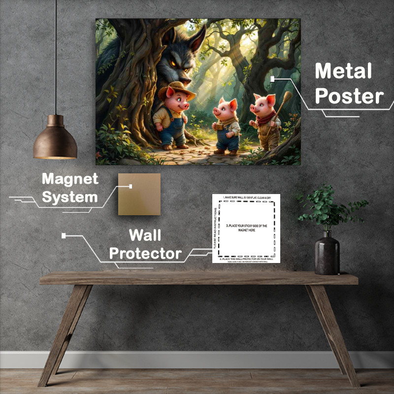 Buy Metal Poster : (Pigs walking in the woods)