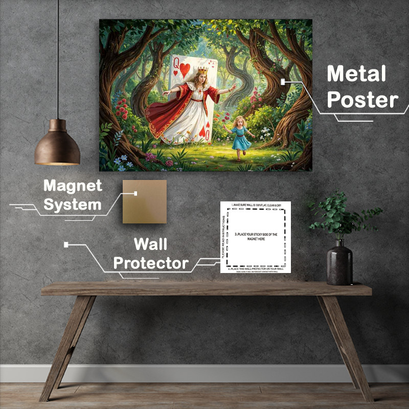 Buy Metal Poster : (The girl and the queen of hearts)