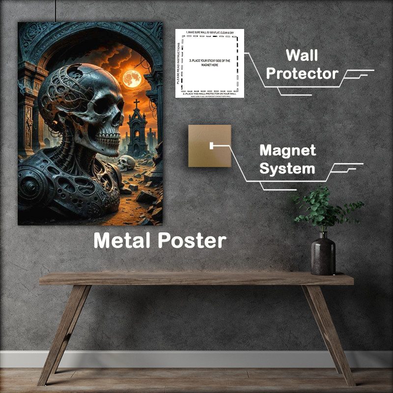 Buy Metal Poster : (Cracked skull in the acient building)