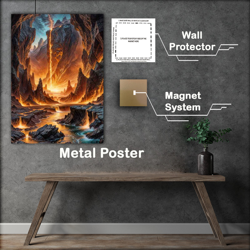Buy Metal Poster : (Firey hell lava waterfall)