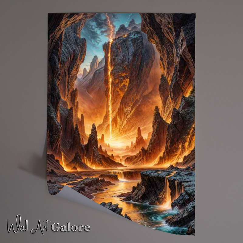 Buy Unframed Poster : (Firey hell lava waterfall)