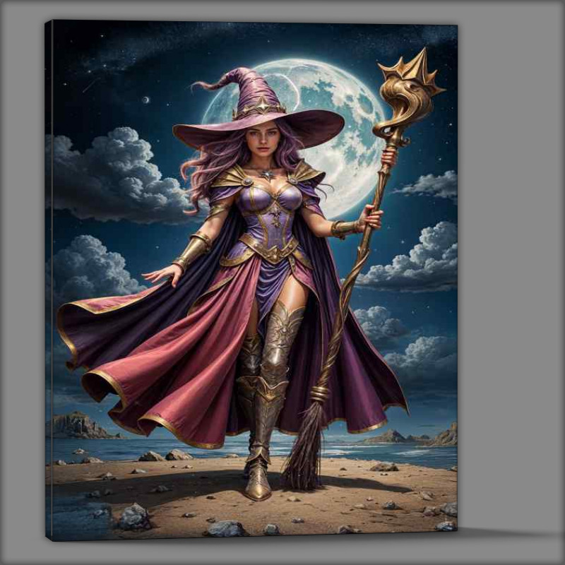 Buy Canvas : (The female witch with her futuristic broom)