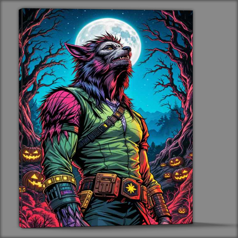 Buy Canvas : (The neon coloured werewolf at night)