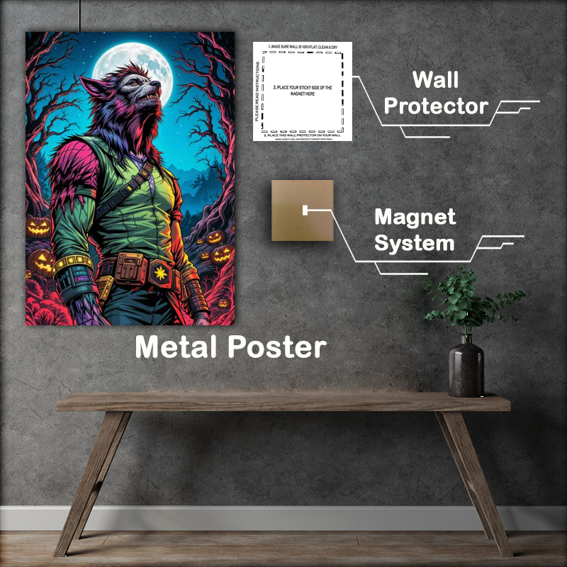 Buy Metal Poster : (The neon coloured werewolf at night)