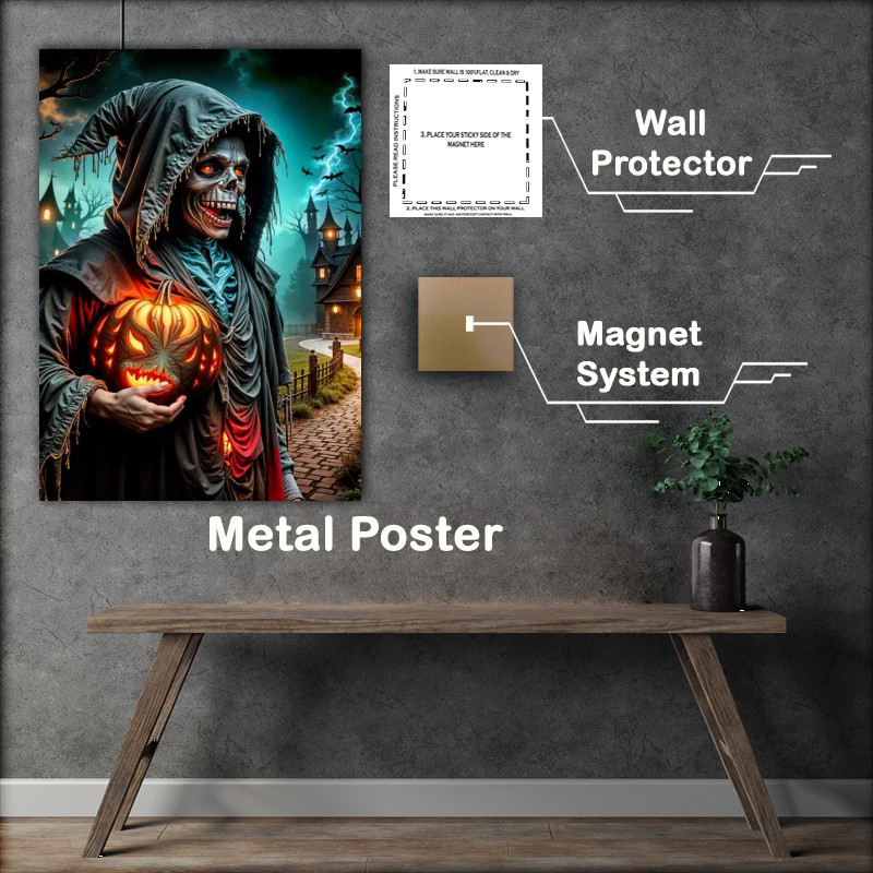 Buy Metal Poster : (haloween reaper trick or treat)