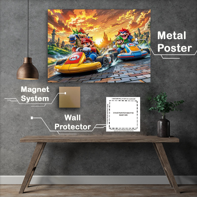 Buy Metal Poster : (Mario and luigi on the race track)