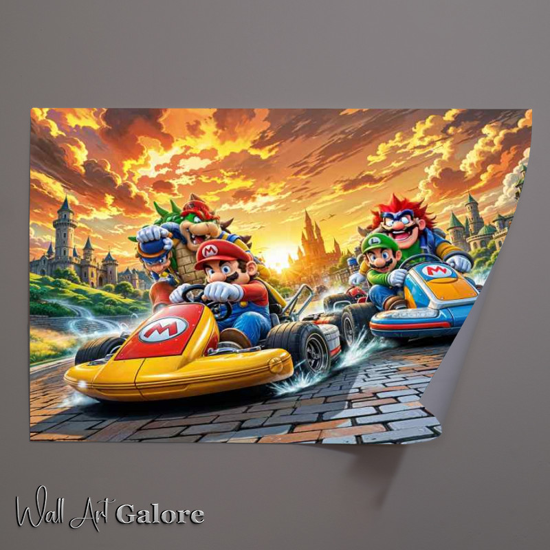 Buy Unframed Poster : (Mario and luigi on the race track)