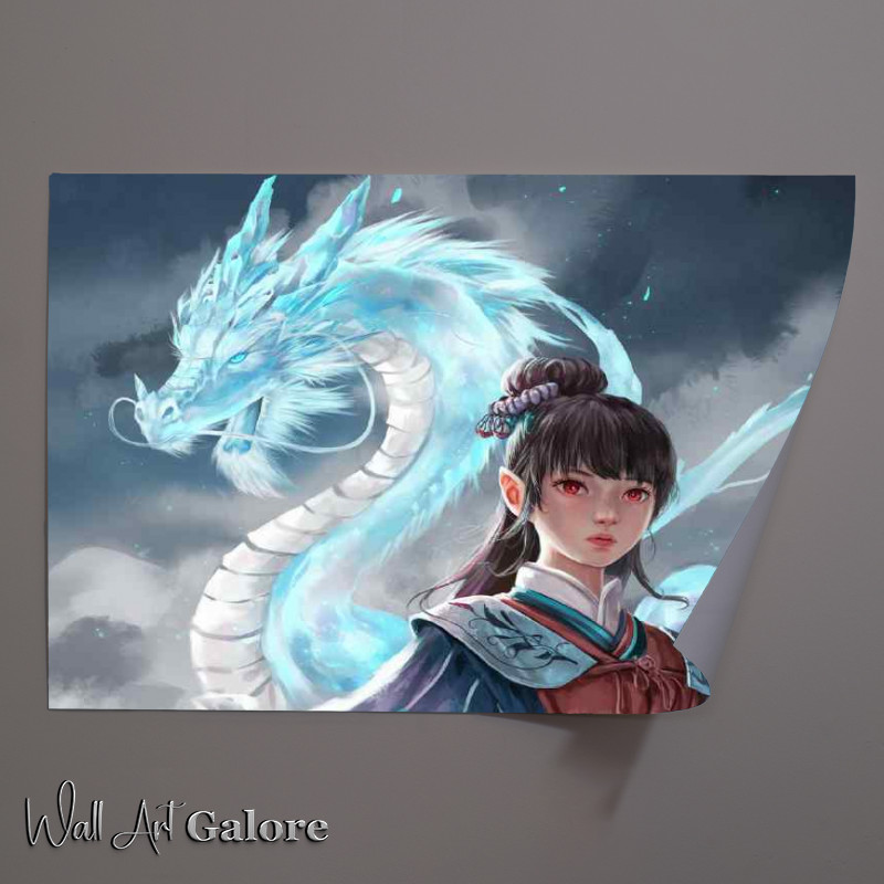 Buy Unframed Poster : (The female warrior and her dragon)