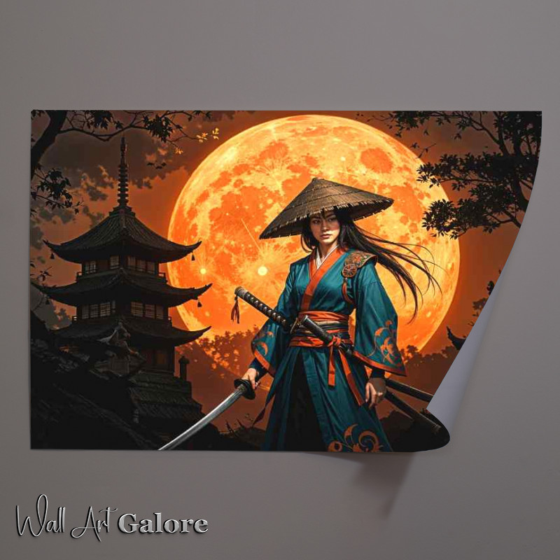 Buy Unframed Poster : (Warrior with orange moon)