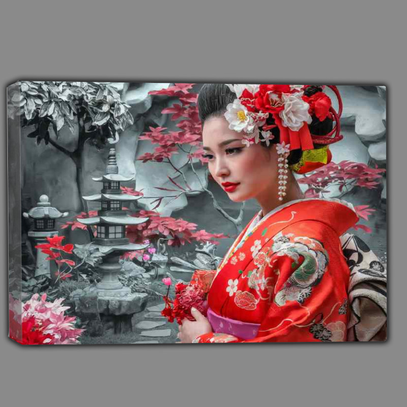 Buy Canvas : (Woman adorned in traditional japanese)