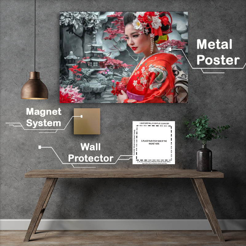 Buy Metal Poster : (Woman adorned in traditional japanese)