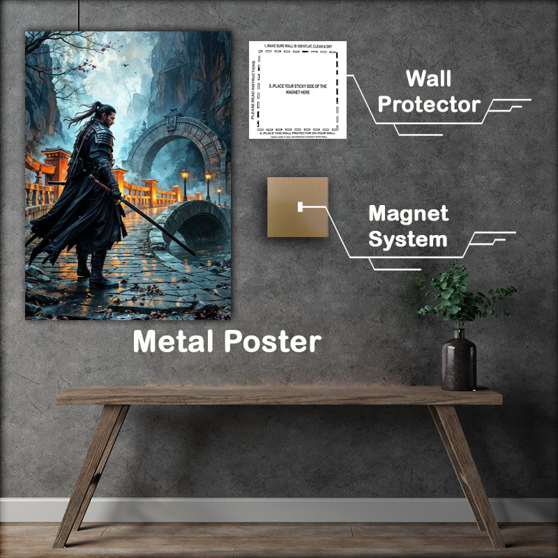 Buy Metal Poster : (Dark and mysterious walking the bridge)