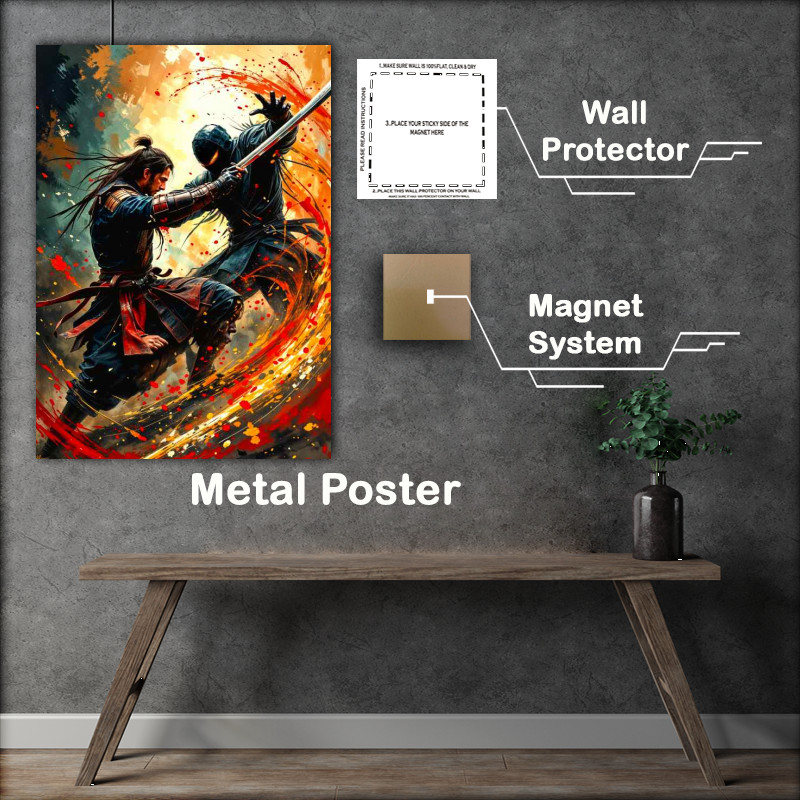 Buy Metal Poster : (Samurai in full battle)