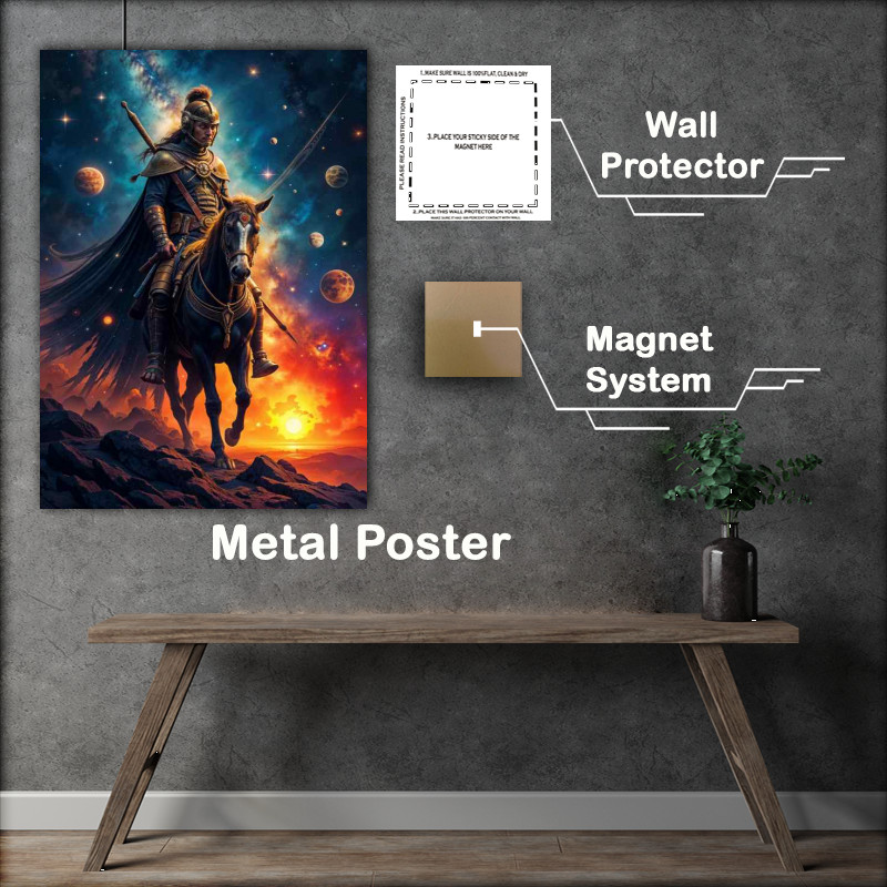 Buy Metal Poster : (Samurai warrior on his horse at night)
