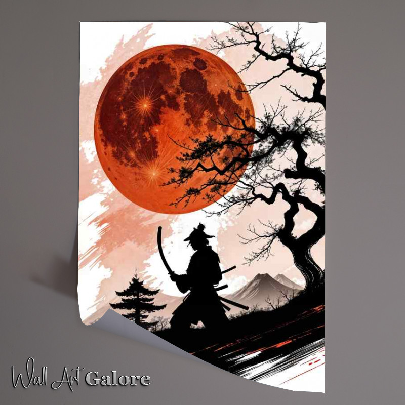 Buy Unframed Poster : (Samurai warrior workingin the full moon)