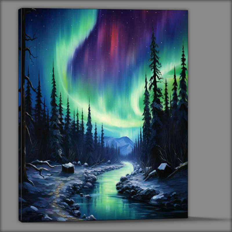 Buy Canvas : (Aurora Dreams Riverbanks Silent Spectacle)