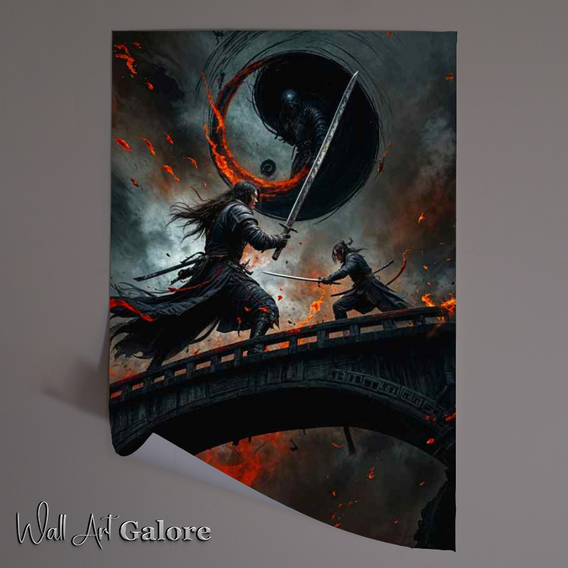 Buy Unframed Poster : (Samurai warriors fighting on the bridge)