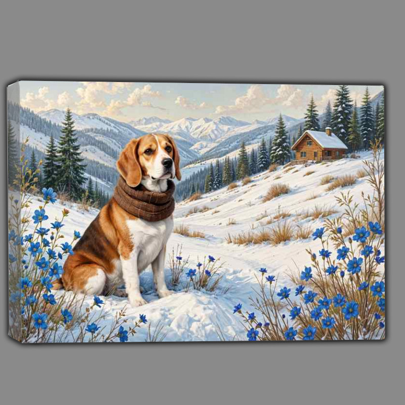 Buy Canvas : (Beagle in the snowy fields)