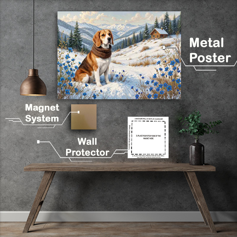 Buy Metal Poster : (Beagle in the snowy fields)