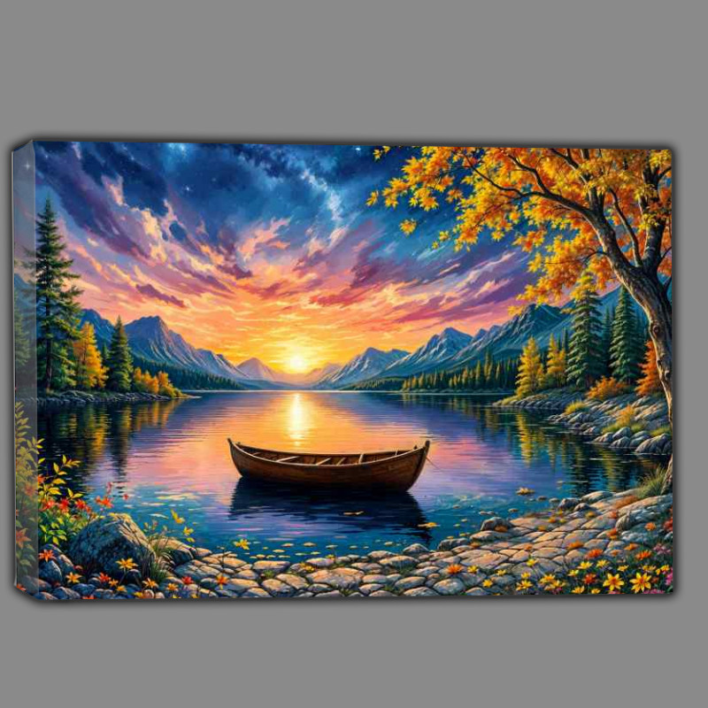Buy Canvas : (Boat on the lake in the wilderness)