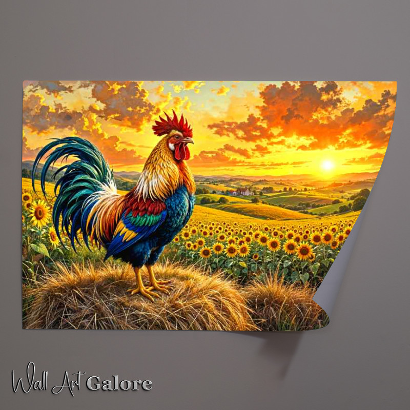 Buy Unframed Poster : (Rooster on the hay bail)