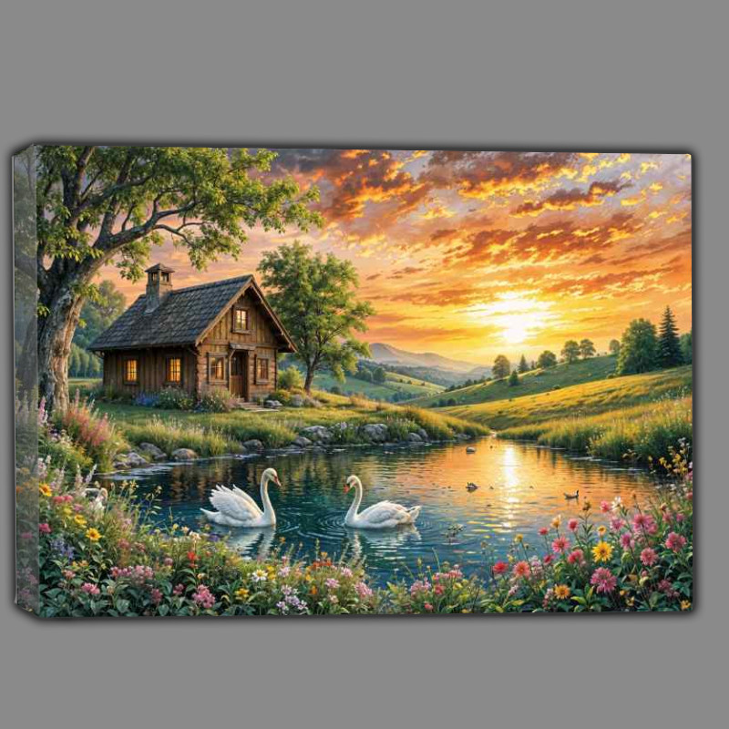 Buy Canvas : (Swans by the lake)