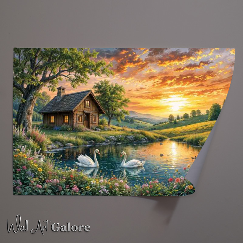 Buy Unframed Poster : (Swans by the lake)