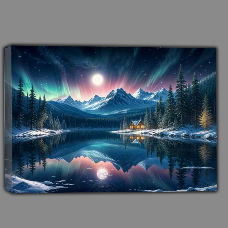 Buy Canvas : (Moonlit mountains in the wilderness)