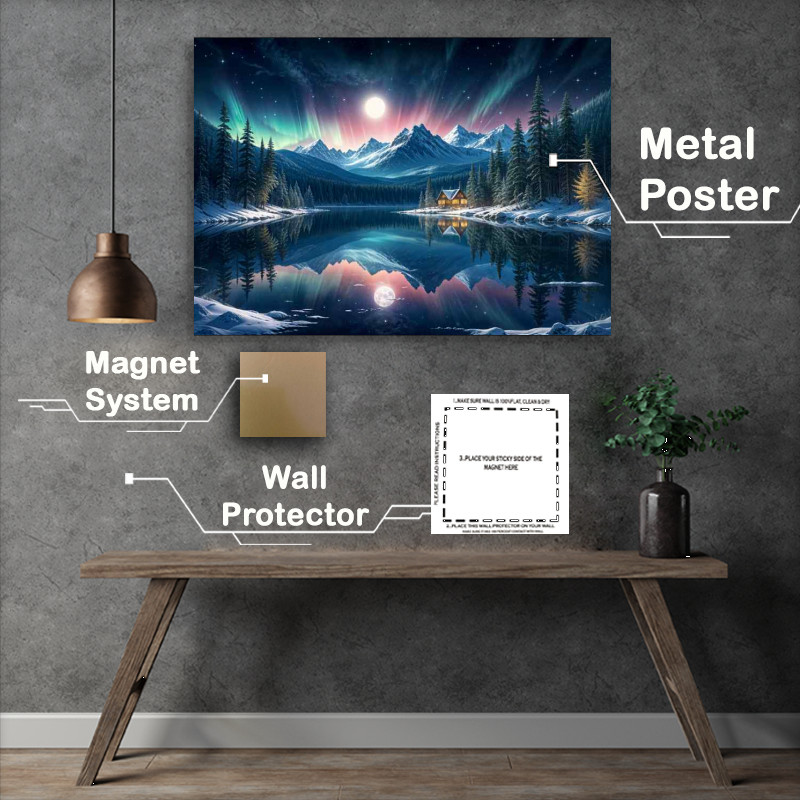 Buy Metal Poster : (Moonlit mountains in the wilderness)